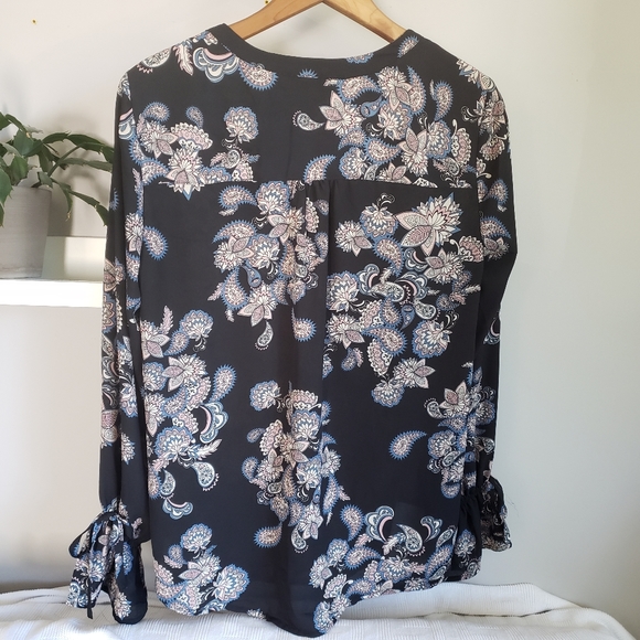Jasmine & Juliana Paisley Print Long Sleeve Popover Blouse Size Medium - Picture 5 of 7